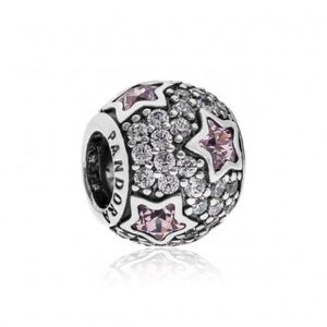 PANDORA ROUND CHARM WITH PINK STARS!